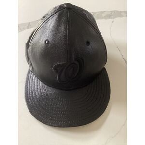 MLB New Era 59Fifty Washington Nationals Nats Cap Hat Black 7 1/8 NEW